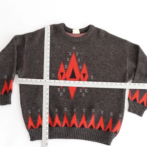 Vintage Pause Brown Red Wool Knit Grandpa Crew Neck Men's  Large Unisex - Picture 5 of 13